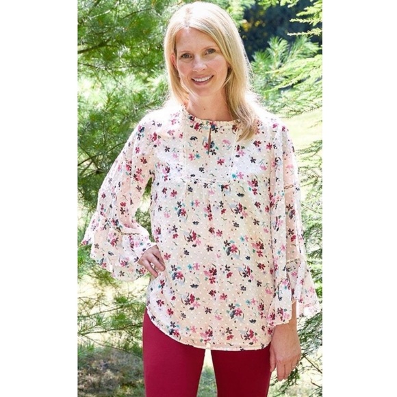 Matilda Jane‎ What's Up Buttercup Floral Blouse, White - Size L - Picture 2 of 7